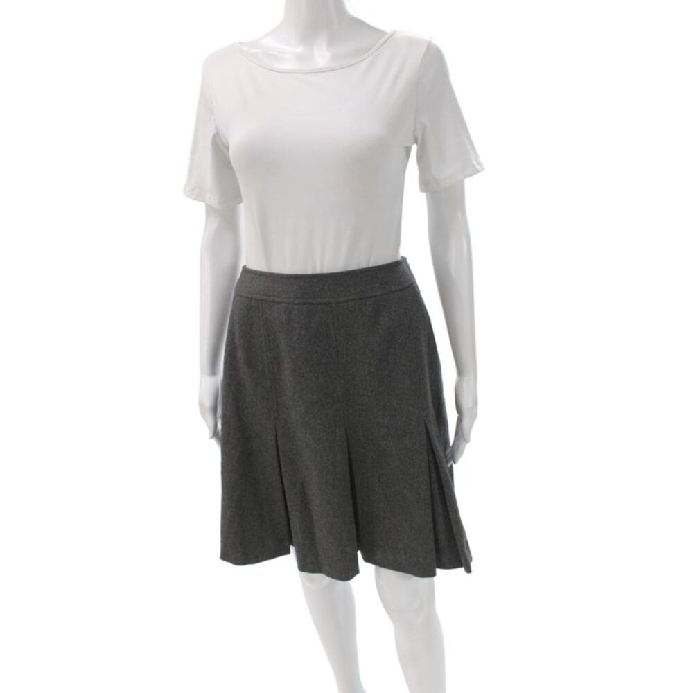 ICB Womens A-Line Skirt Gray 65% Wool Zip Knee Length Size 4